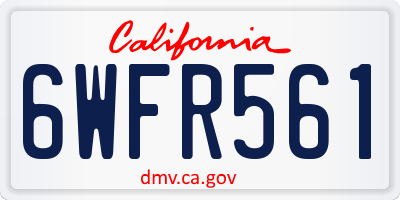 CA license plate 6WFR561