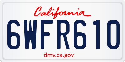 CA license plate 6WFR610