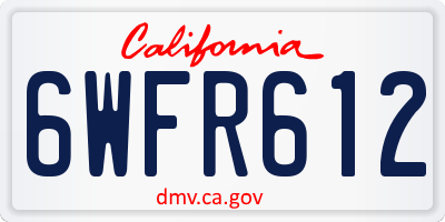 CA license plate 6WFR612