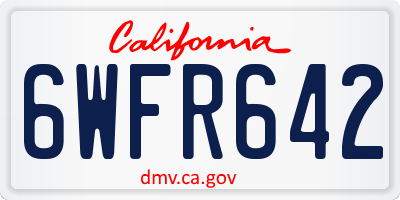 CA license plate 6WFR642