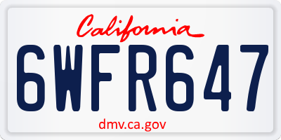 CA license plate 6WFR647