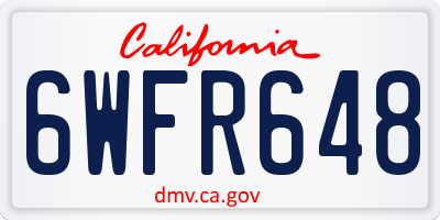 CA license plate 6WFR648