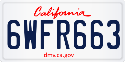 CA license plate 6WFR663