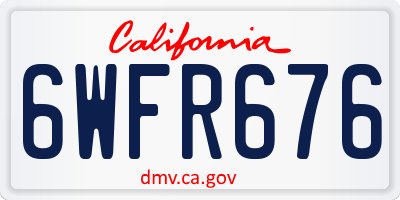 CA license plate 6WFR676