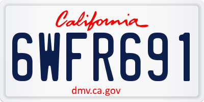 CA license plate 6WFR691