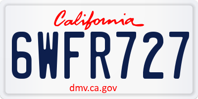 CA license plate 6WFR727