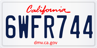 CA license plate 6WFR744