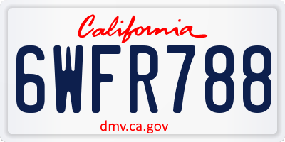 CA license plate 6WFR788
