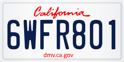 CA license plate 6WFR801