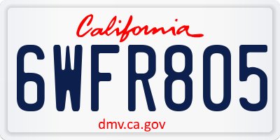 CA license plate 6WFR805
