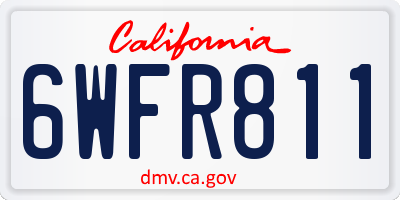 CA license plate 6WFR811
