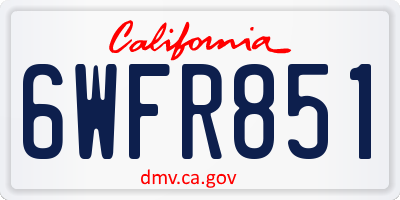 CA license plate 6WFR851