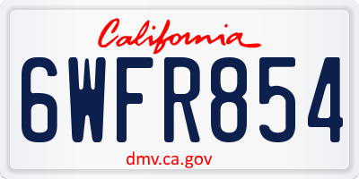 CA license plate 6WFR854