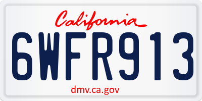 CA license plate 6WFR913