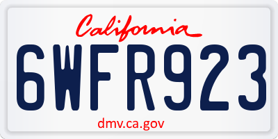 CA license plate 6WFR923