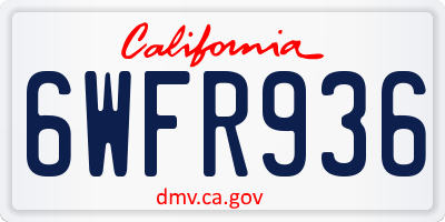 CA license plate 6WFR936