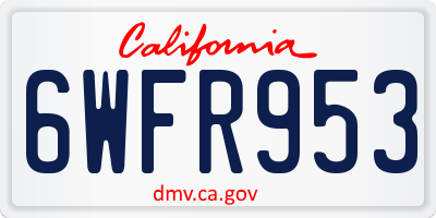 CA license plate 6WFR953