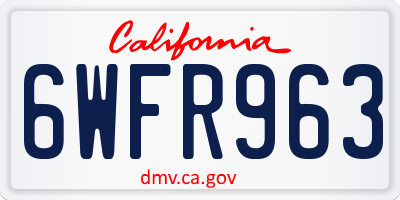 CA license plate 6WFR963