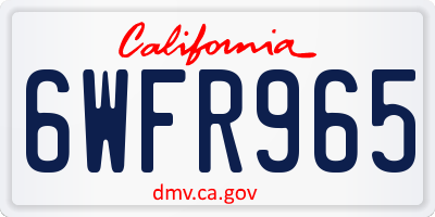 CA license plate 6WFR965