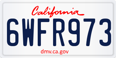 CA license plate 6WFR973