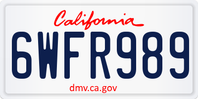 CA license plate 6WFR989