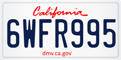 CA license plate 6WFR995