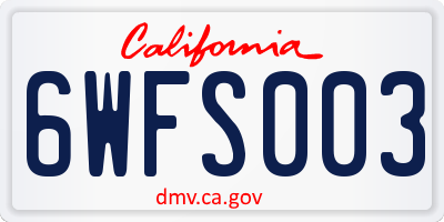 CA license plate 6WFS003