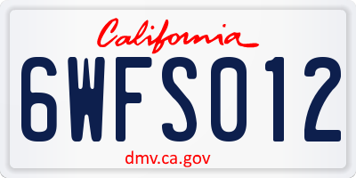 CA license plate 6WFS012