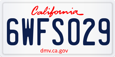CA license plate 6WFS029