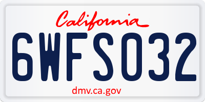CA license plate 6WFS032