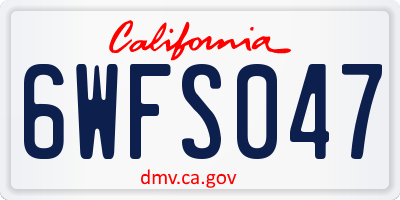 CA license plate 6WFS047