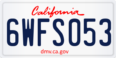 CA license plate 6WFS053