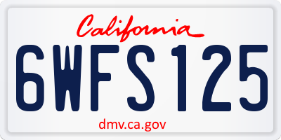 CA license plate 6WFS125