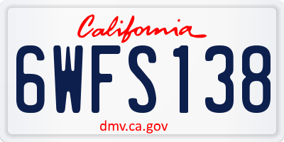 CA license plate 6WFS138