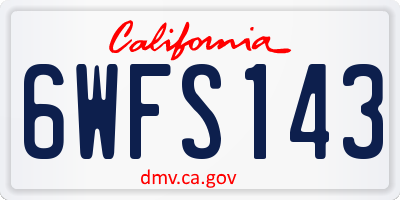 CA license plate 6WFS143