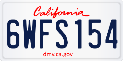 CA license plate 6WFS154