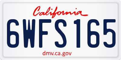 CA license plate 6WFS165