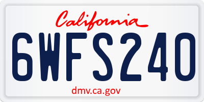 CA license plate 6WFS240