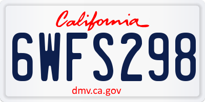 CA license plate 6WFS298