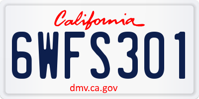 CA license plate 6WFS301