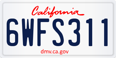 CA license plate 6WFS311