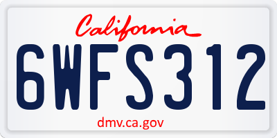 CA license plate 6WFS312