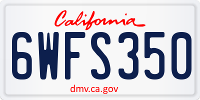 CA license plate 6WFS350