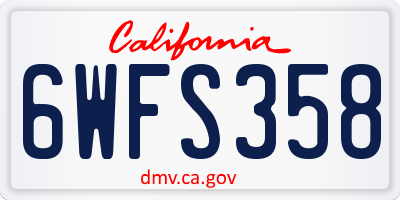 CA license plate 6WFS358