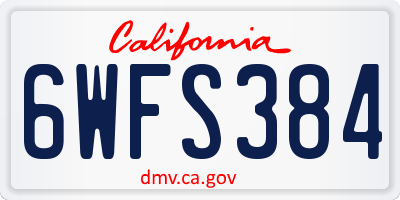 CA license plate 6WFS384
