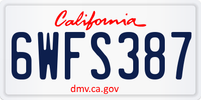 CA license plate 6WFS387