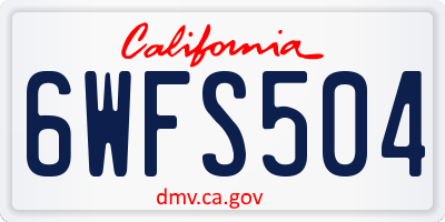 CA license plate 6WFS504