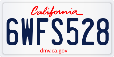 CA license plate 6WFS528