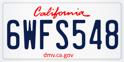 CA license plate 6WFS548