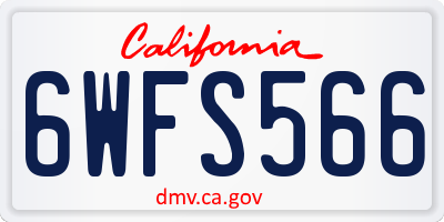 CA license plate 6WFS566